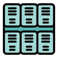 Data center server rack icon representing cloud computing and storage vector