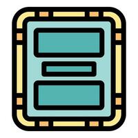 Computer chip processor performing operations icon, outline style vector