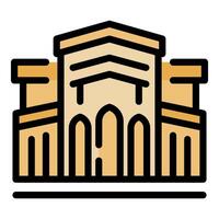 Big ancient building with columns and big central room vector