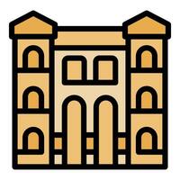 Old building with arches and windows representing ancient architecture vector