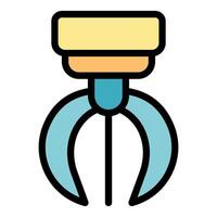 Robotic claw gripper holding on tight, modern technology icon vector