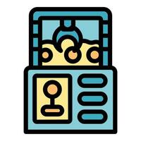 Smart industrial machine processing food with robotic arm icon vector