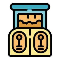 Modern double toaster with two slices of bread for breakfast cooking icon vector outline