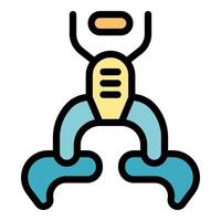 Futuristic mechanical robot claw picking up item vector