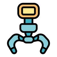 Industrial robot arm picking up object icon vector