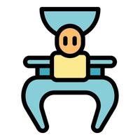 Robot claw arm holding microchip, artificial intelligence icon vector