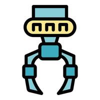 Industrial robot claw picking up object icon vector