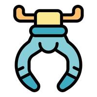 Robot arm manipulator holding with two claws icon vector outline