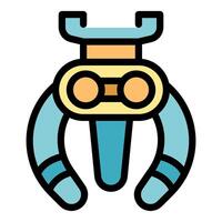 Futuristic robot claw holding an object in a technological innovation vector