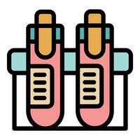 Laboratory is analyzing medical test tubes with blood analysis results vector