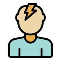 Man getting brain freeze having new idea light bulb moment vector