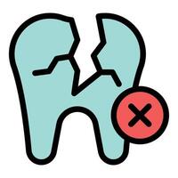 Broken tooth showing showing urgent need for dentist appointment icon vector