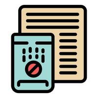 Digital detox concept showing smartphone and paper document with prohibition sign vector
