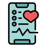 Smartphone displaying heart rate tracking app interface with cardiogram vector
