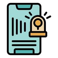 Smartphone showing growing chart with alert signal icon vector