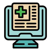 Online medical record displaying on computer screen icon vector