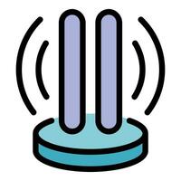 Wireless router emitting wifi signal on blue background vector