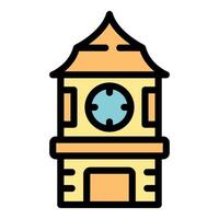Yellow clock tower showing time passing by vector