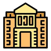 Big university building facade with columns icon vector outline