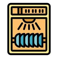 Electric oven drying wet plates with heating element and fan icon vector