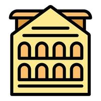 Yellow building facade with arched windows showing european architectural style vector