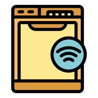 Dishwasher connecting to wifi showing smart home technology vector