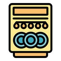 Dishwasher showing wash cycle progress icon vector outline color flat