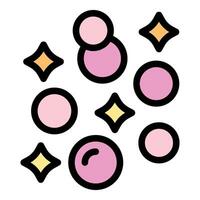 Pink bubbles floating surrounded by sparkling stars icon vector
