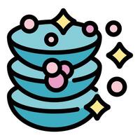 Stack of clean dishes sparkling and gleaming icon vector