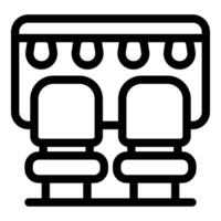 Public transport seats with open luggage compartments icon vector outline