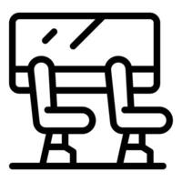 Waiting room seats with window and empty chairs icon vector