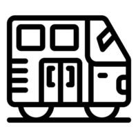 Modern tram moving on rails icon vector outline