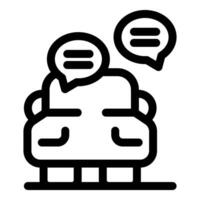 Chatting on sofa with speech bubbles showing communication vector