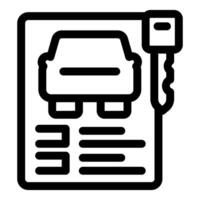 Car rental agreement being signed with key for new vehicle vector