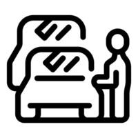 Man standing choosing automobile in dealership center vector
