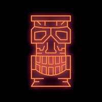 Glowing neon line traditional totem pole icon isolated on a black background, a wooden mask symbol for projects vector