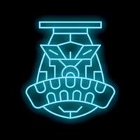 Glowing neon line robot head artificial intelligence icon illustration background vector