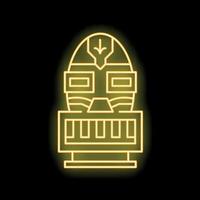 Neon sign representing a robot head with keyboard speaking and giving a speech vector