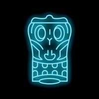 Glowing neon line tiki idol smiling glowing on black background vector