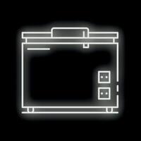 Glowing neon icon of a portable dishwasher showing on black background vector