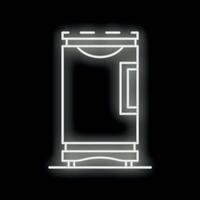Glowing neon line coffee machine icon isolated on black background vector