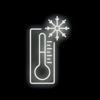 Neon thermometer showing low temperature with snowflake icon vector