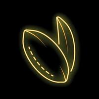 Glowing neon icon of pistachio nuts with shell open on black background vector