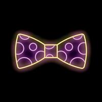Neon bow tie shining in the dark with a pattern of circles vector