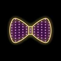 Glowing neon sign bow tie with pattern on a black background vector