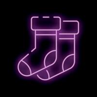 Neon sign showing a pair of socks on dark background vector