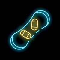 Neon sign representing a snowboard on a black background vector