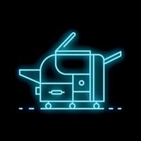 Glowing neon line printer for printing documents icon illustration on dark background vector