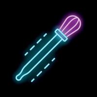 Neon pipette icon glowing on dark background vector