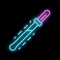 Neon sign of a pipette dropping liquid substance vector